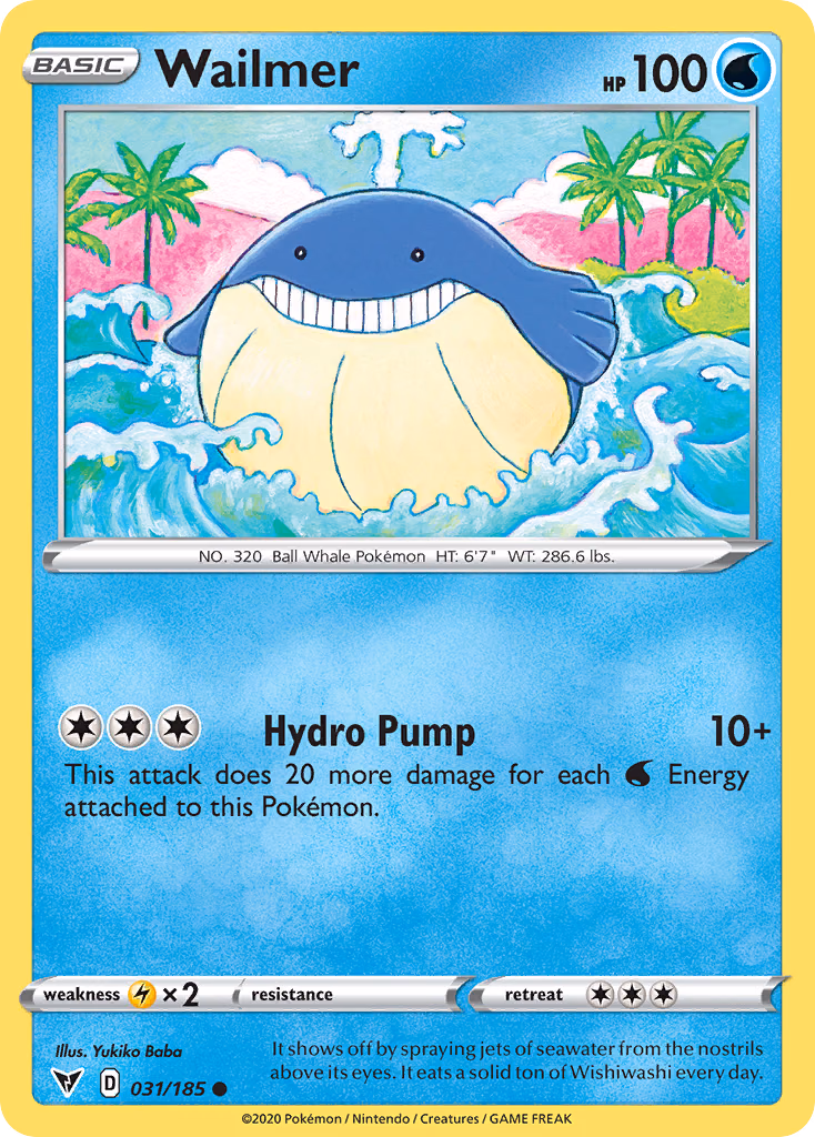Wailmer Pokemon card (031/185, Vivid Voltage)