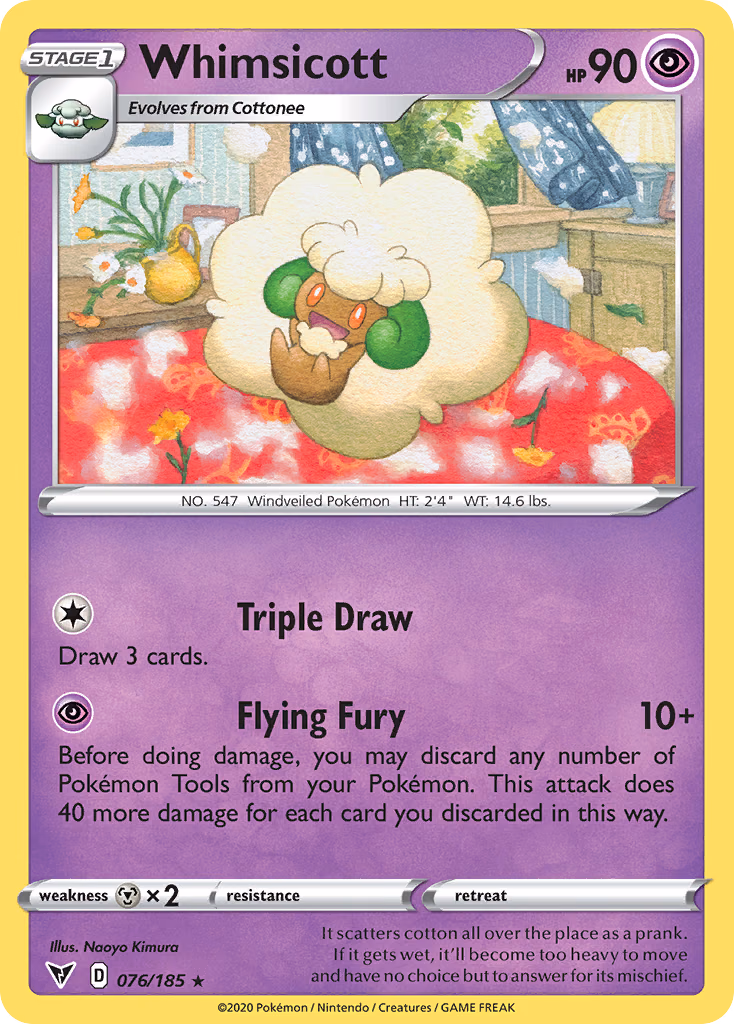 Whimsicott Pokemon card (076/185, Vivid Voltage)