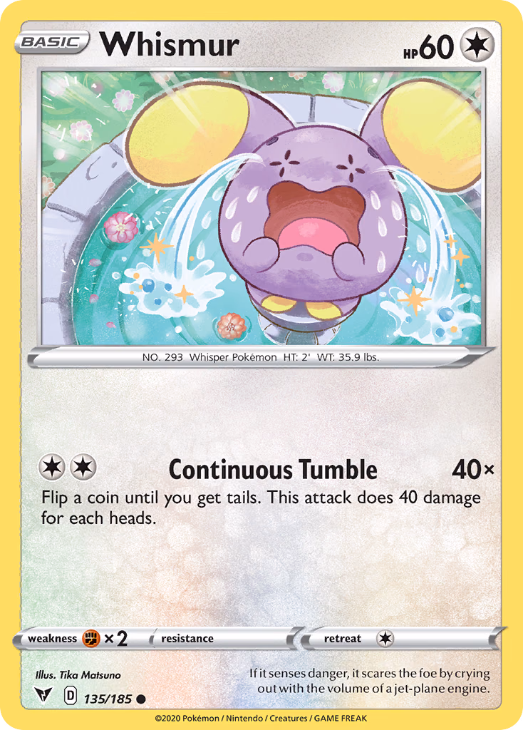 Whismur Pokemon card (135/185, Vivid Voltage)