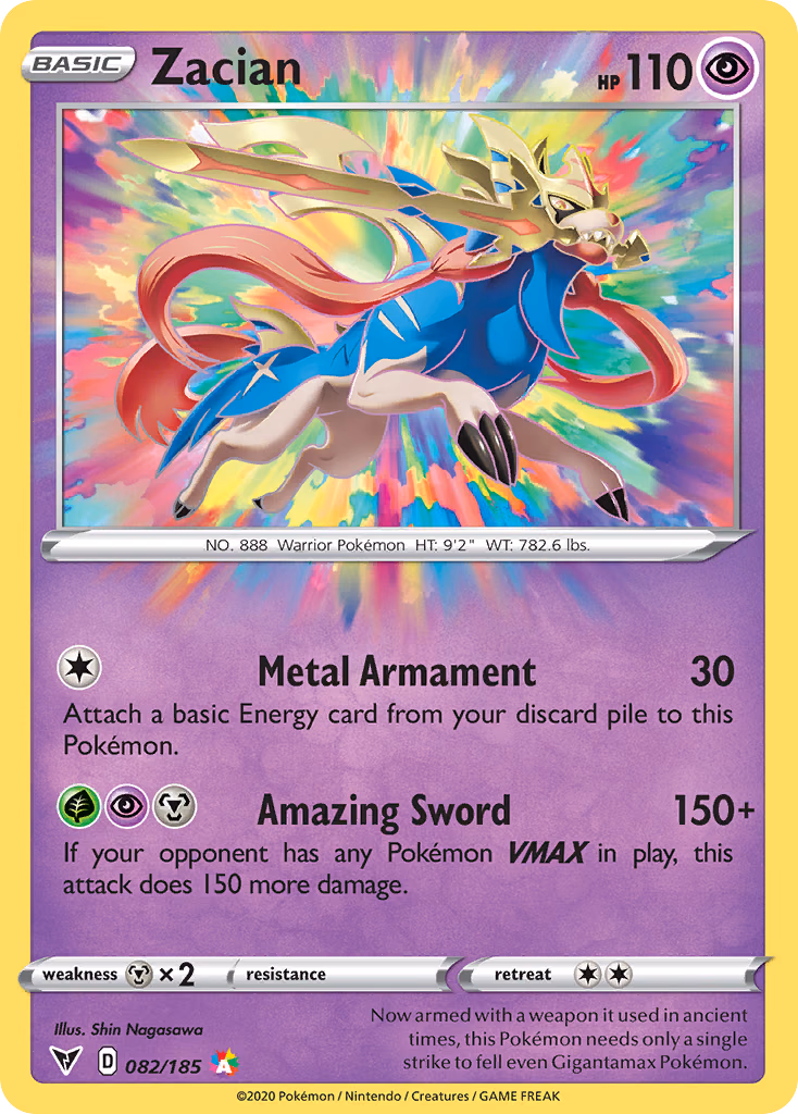 Zacian Pokemon card (082/185, Vivid Voltage)