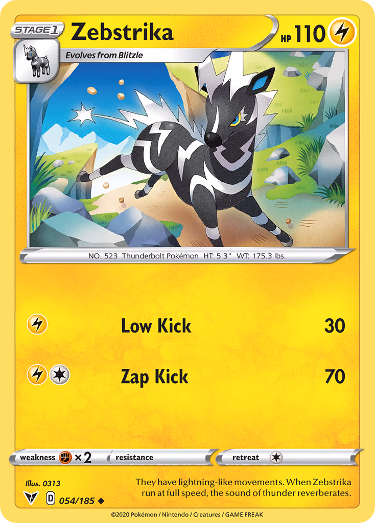 Zebstrika Pokemon card (054/185, Vivid Voltage)
