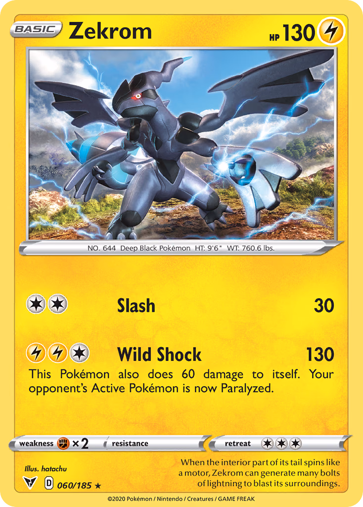 Zekrom Pokemon card (060/185, Vivid Voltage)
