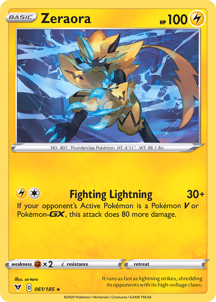 Zeraora Pokemon card (061/185, Vivid Voltage)