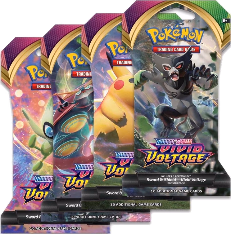Pokemon Vivid Voltage Sleeved Booster Pack Art Bundle [Set of 4]