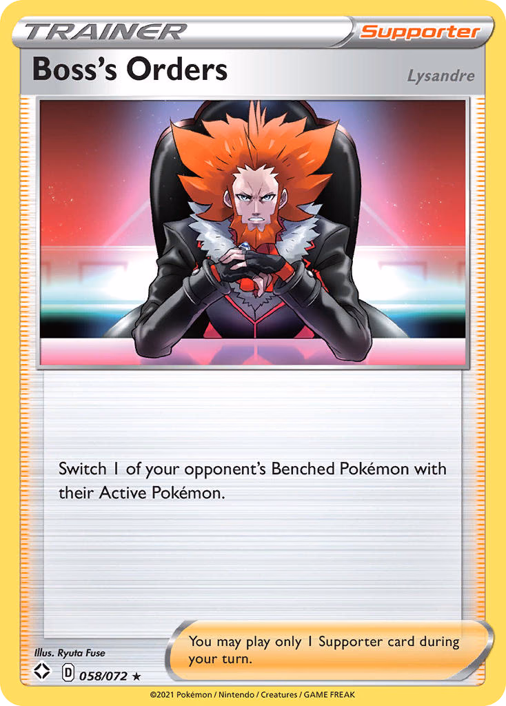 Boss's Orders Pokemon card (058/072, Shining Fates)