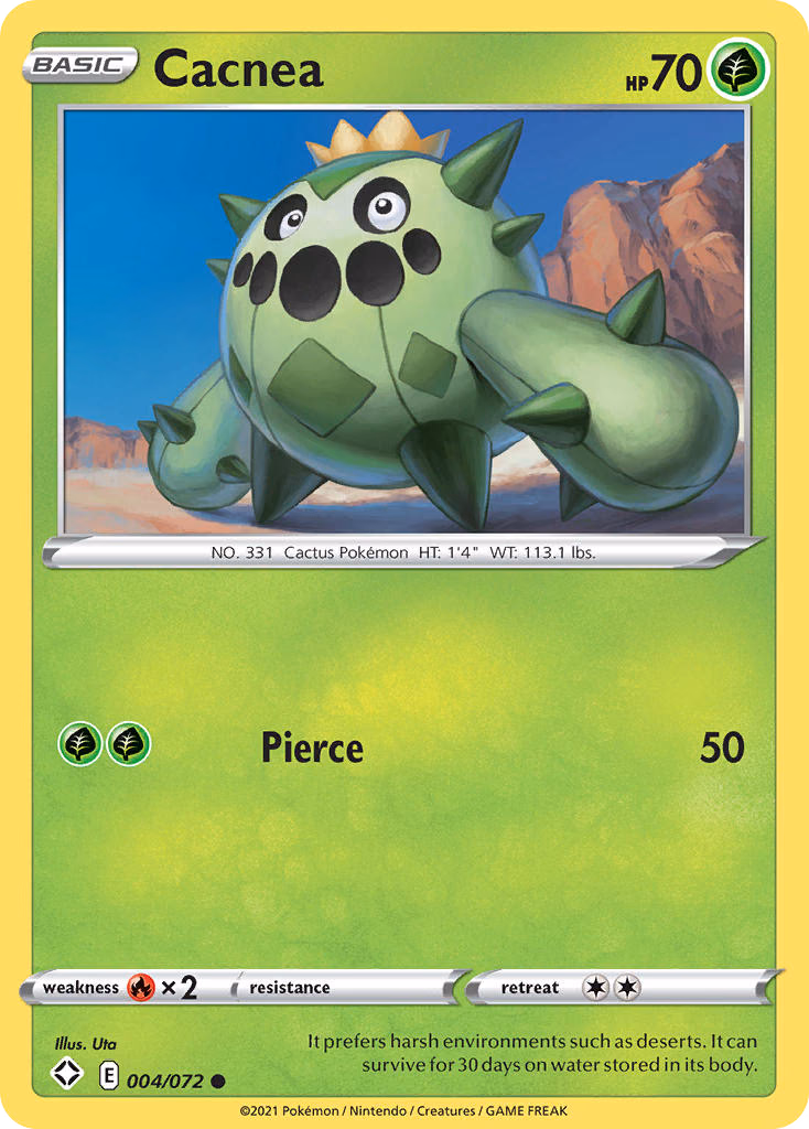 Cacnea Pokemon card (004/072, Shining Fates)