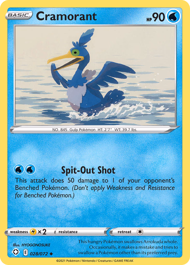 Cramorant Pokemon card (028/072, Shining Fates)