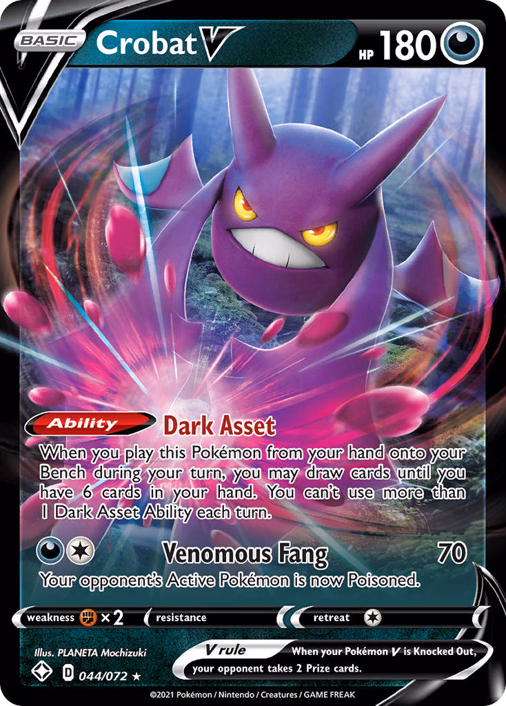 Crobat V Pokemon card (044/072, Shining Fates)