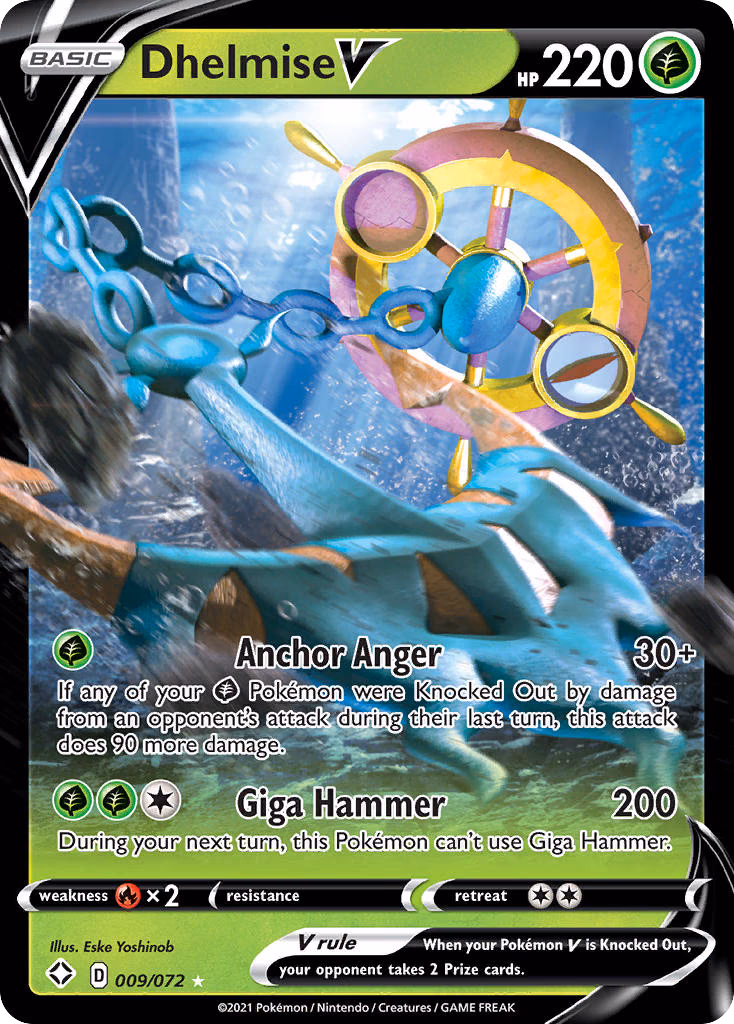 Dhelmise V Pokemon card (009/072, Shining Fates)