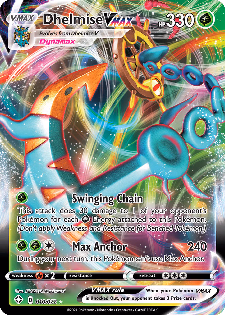 Dhelmise VMAX Pokemon card (010/072, Shining Fates)