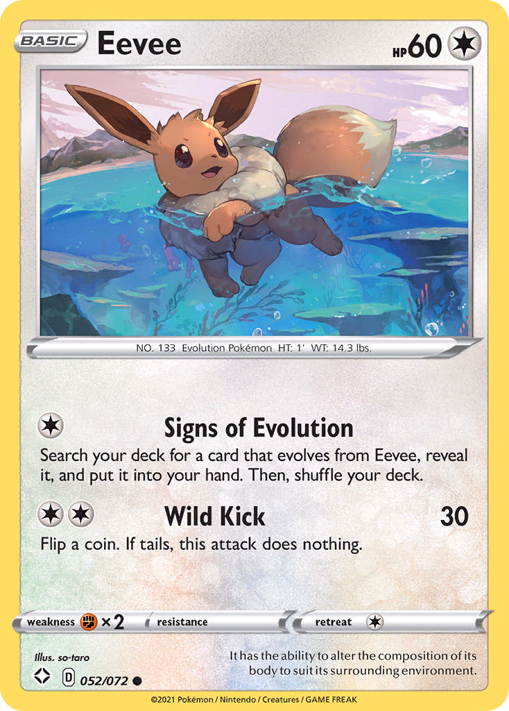 Eevee Pokemon card (052/072, Shining Fates)