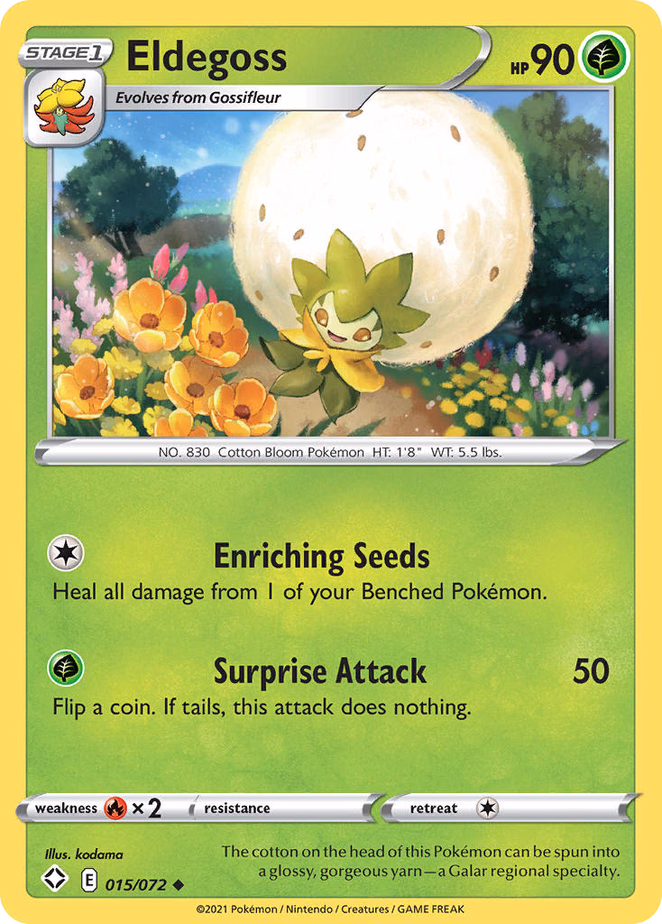 Eldegoss Pokemon card (015/072, Shining Fates)