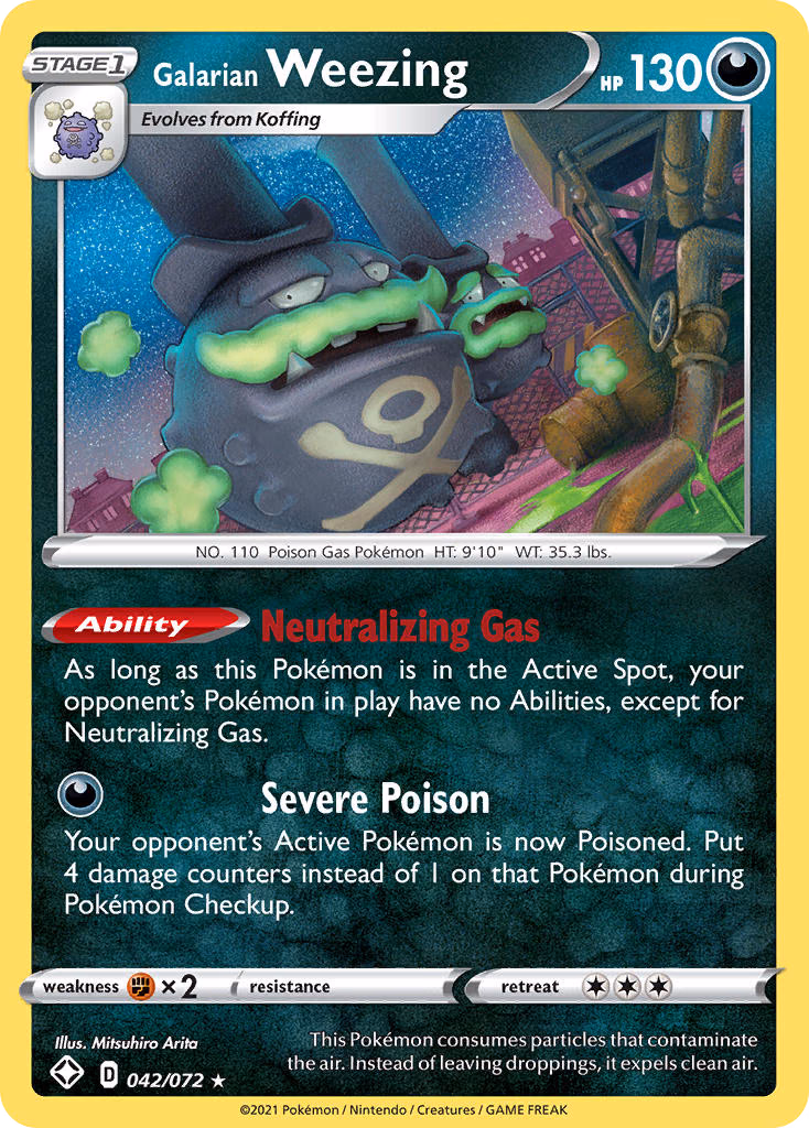 Galarian Weezing Pokemon card (042/072, Shining Fates)