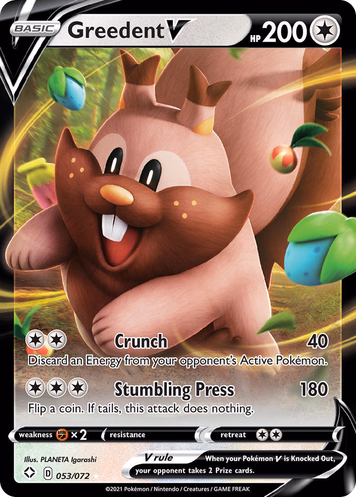 Greedent V Pokemon card (053/072, Shining Fates)