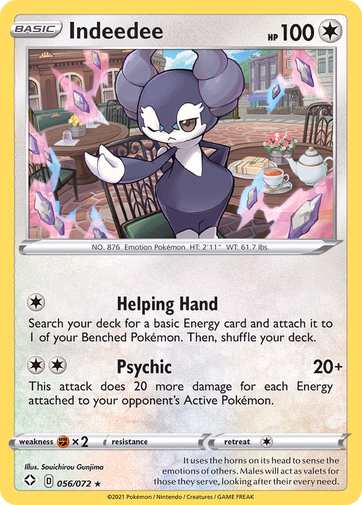 Indeedee Pokemon card (056/072, Shining Fates)