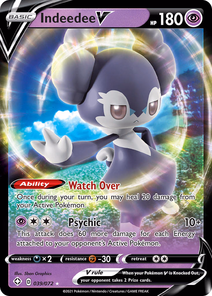 Indeedee V Pokemon card (039/072, Shining Fates)