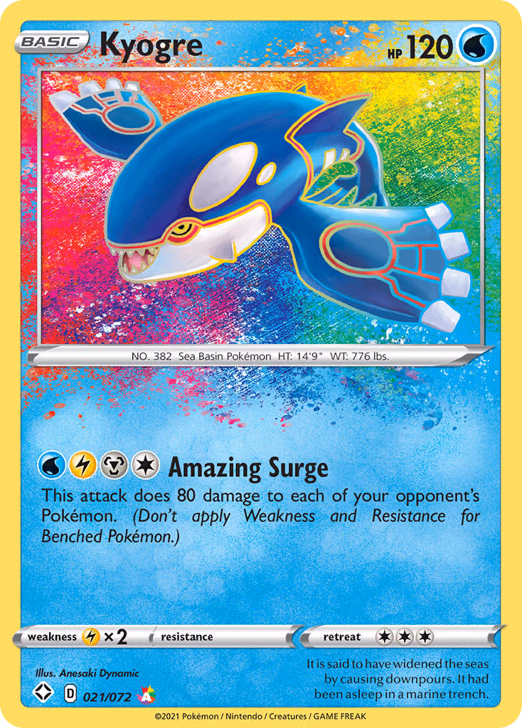 Kyogre Pokemon card (021/072, Shining Fates)