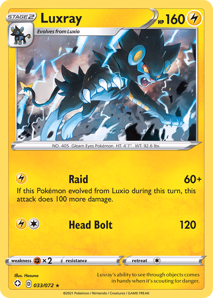Luxray Pokemon card (033/072, Shining Fates)