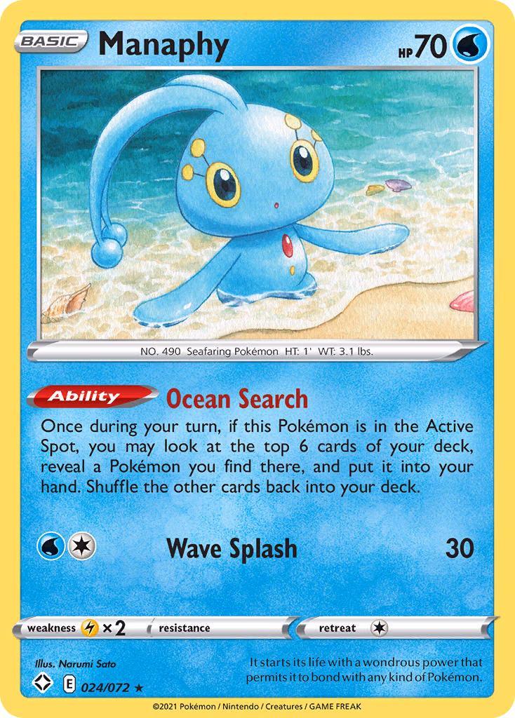 Manaphy Pokemon card (024/072, Shining Fates)