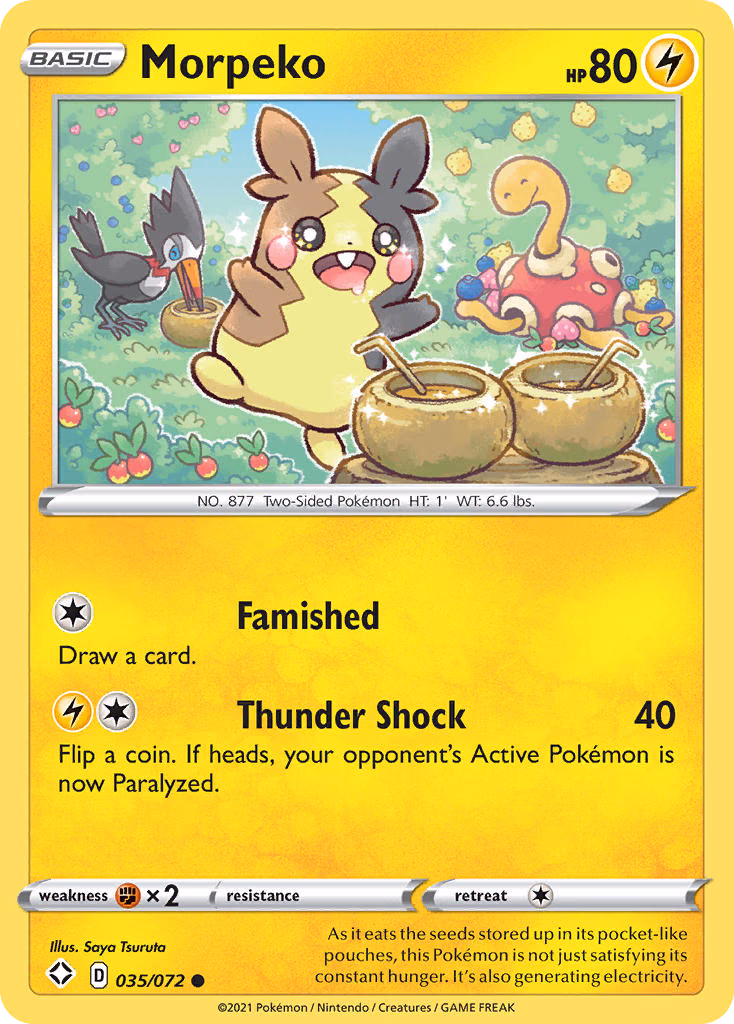 Morpeko Pokemon card (035/072, Shining Fates)