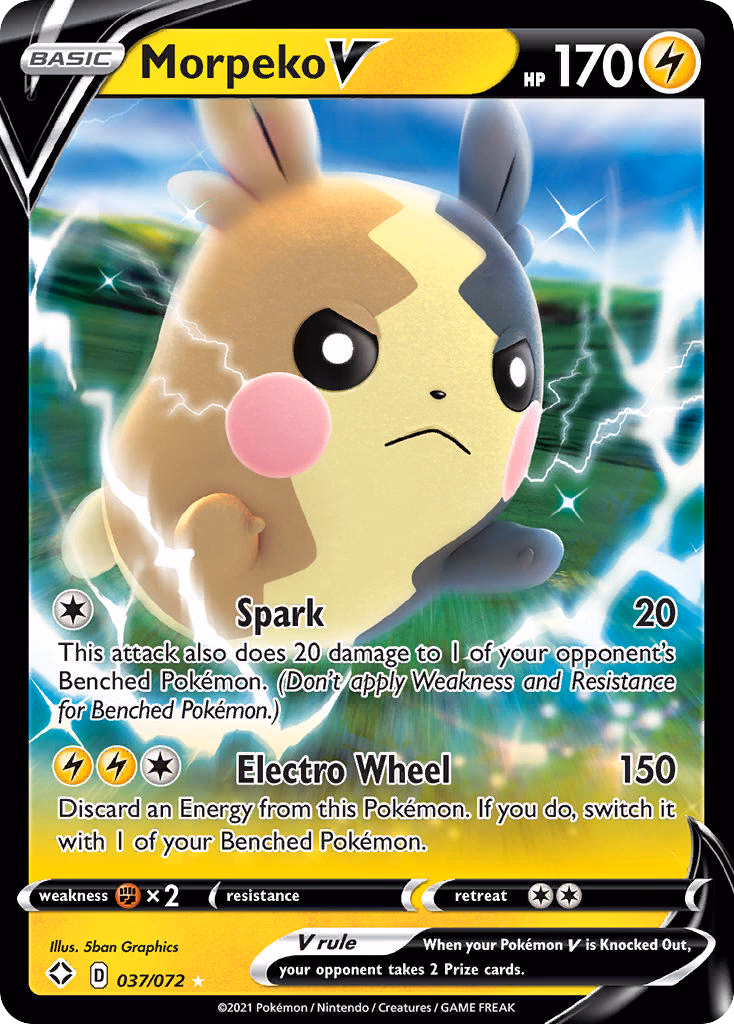 Morpeko V Pokemon card (037/072, Shining Fates)