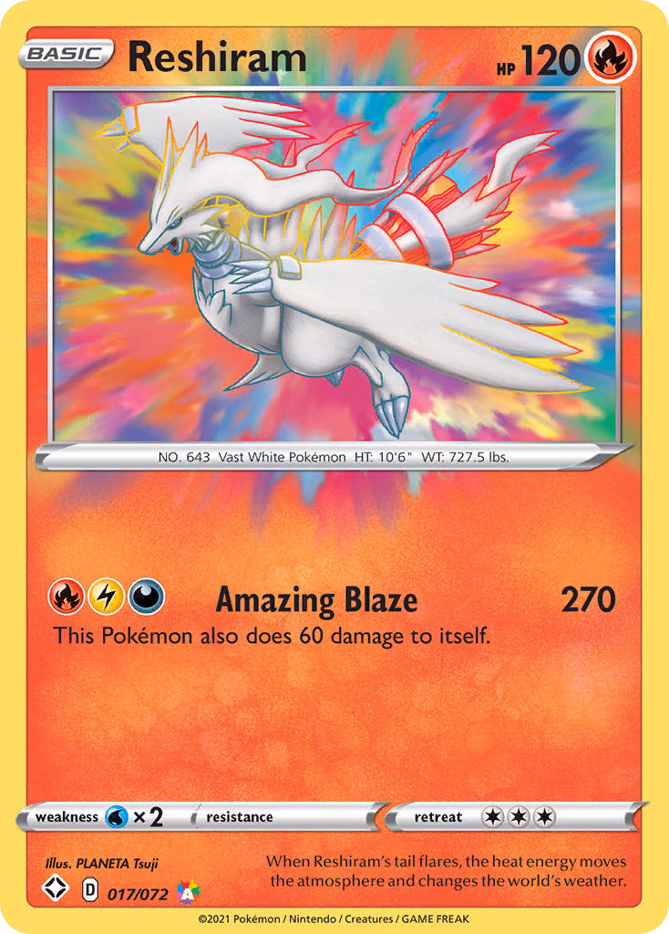 Reshiram Pokemon card (017/072, Shining Fates)