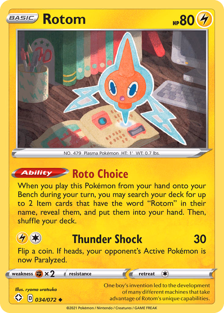 Rotom Pokemon card (034/072, Shining Fates)