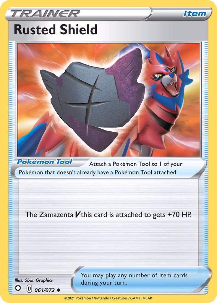 Rusted Shield Pokemon card (061/072, Shining Fates)