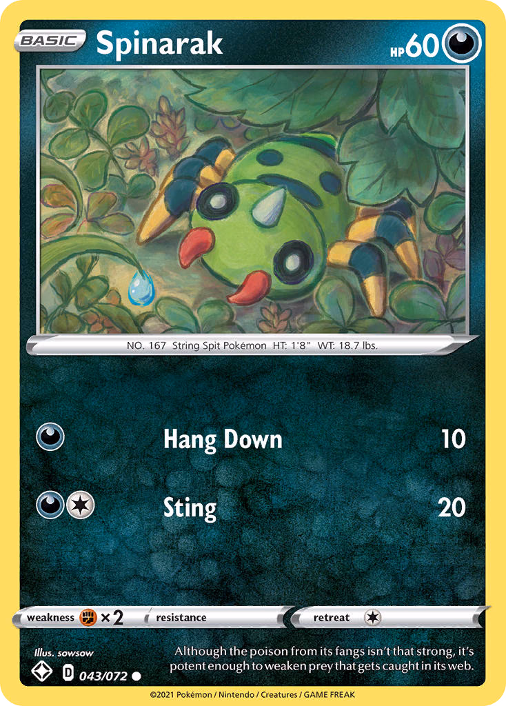 Spinarak Pokemon card (043/072, Shining Fates)