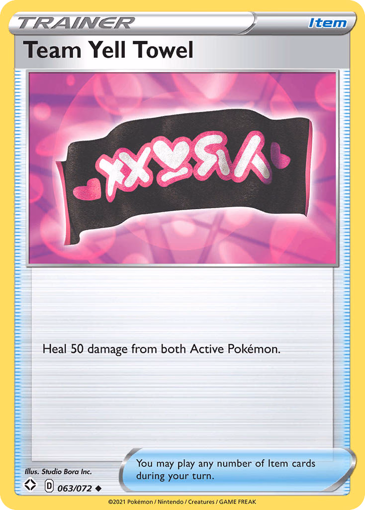 Team Yell Towel Pokemon card (063/072, Shining Fates)