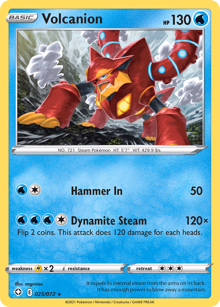 Volcanion Pokemon card (025/072, Shining Fates)