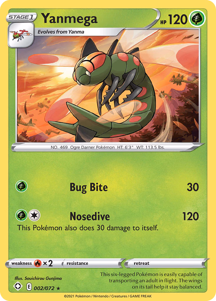 Yanmega Pokemon card (002/072, Shining Fates)