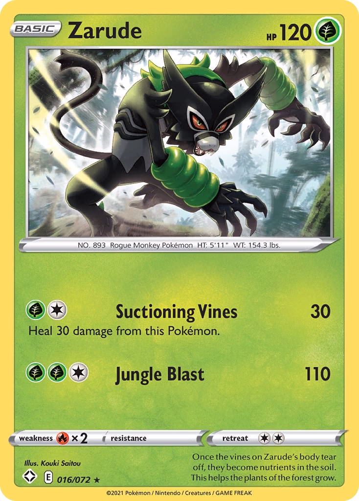Zarude Pokemon card (016/072, Shining Fates)