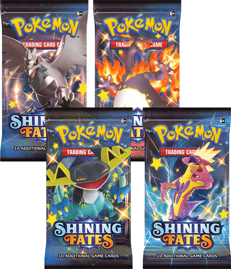 Pokemon Shining Fates Booster Pack Art Bundle [Set of 4]