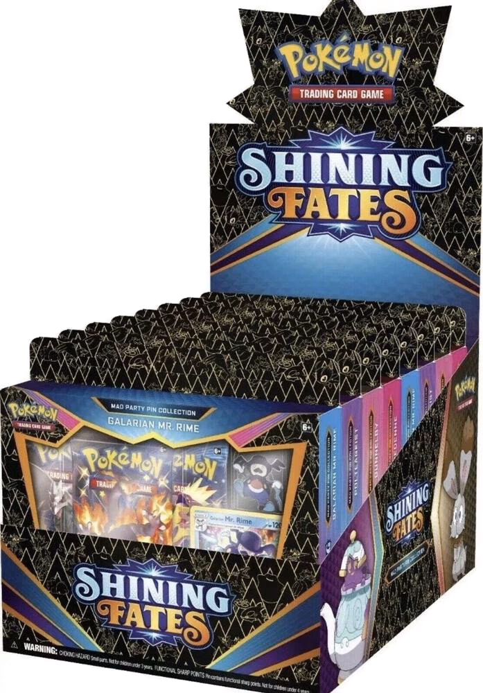 Pokemon Shining Fates Mad Party Pin Collection Display
