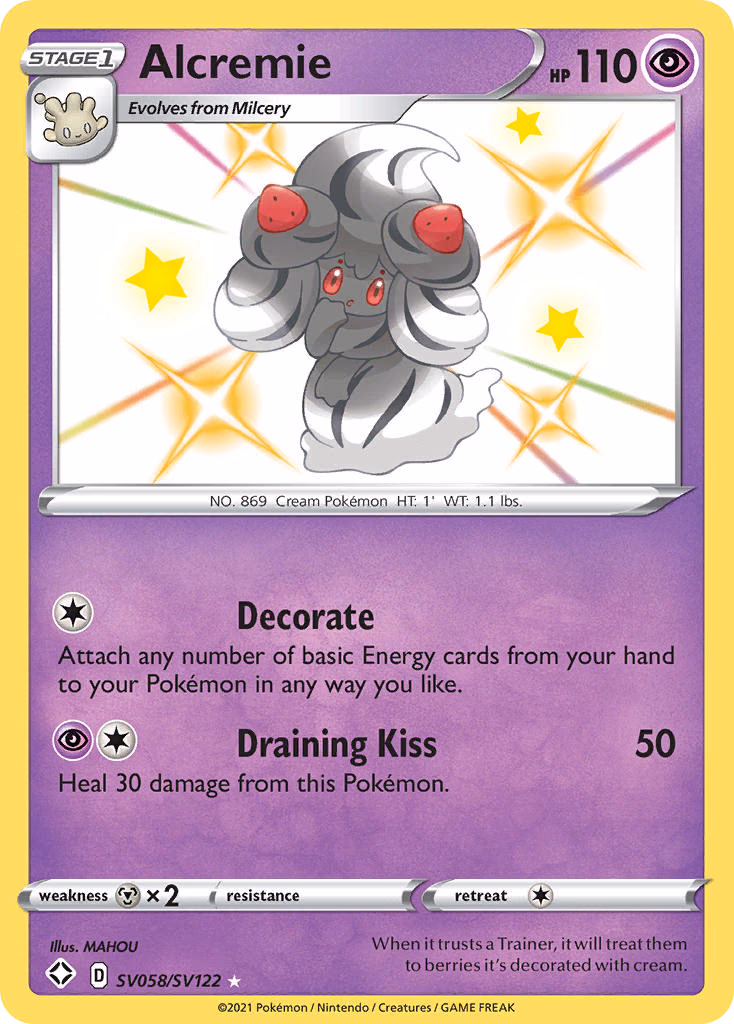Alcremie Pokemon card (SV058/SV122, Shining Fates Shiny Vault)