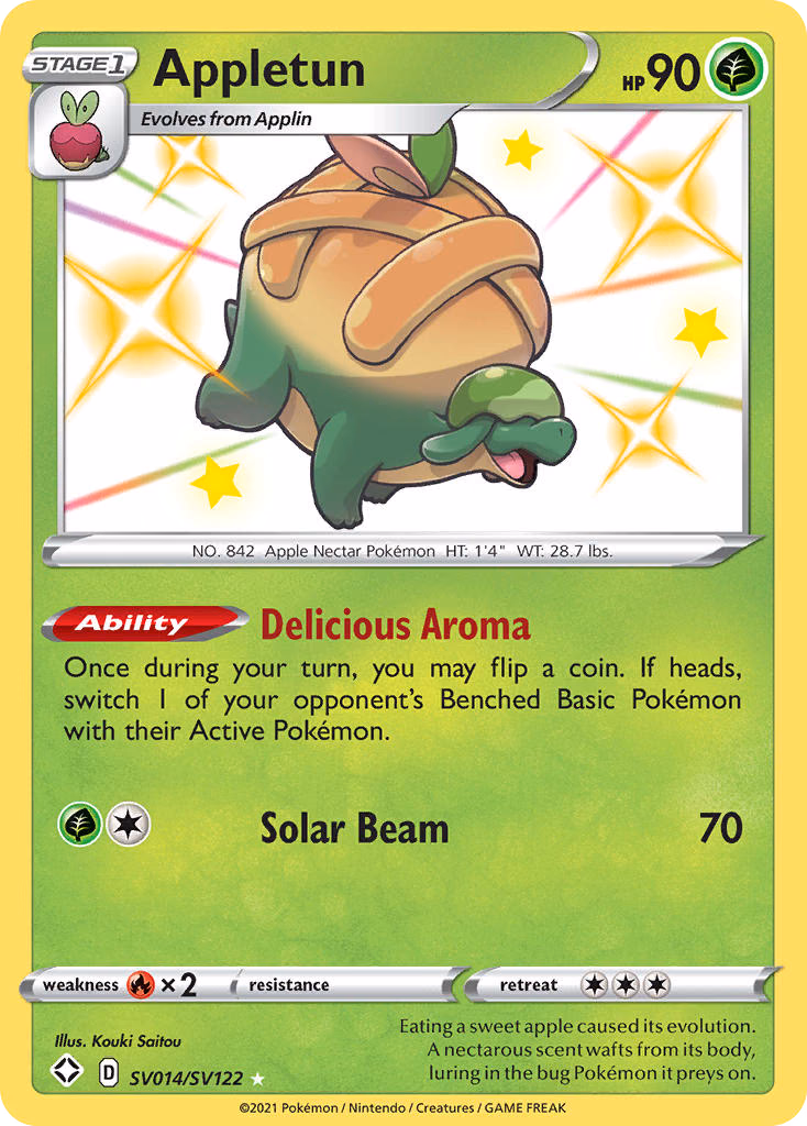 Appletun Pokemon card (SV014/SV122, Shining Fates Shiny Vault)