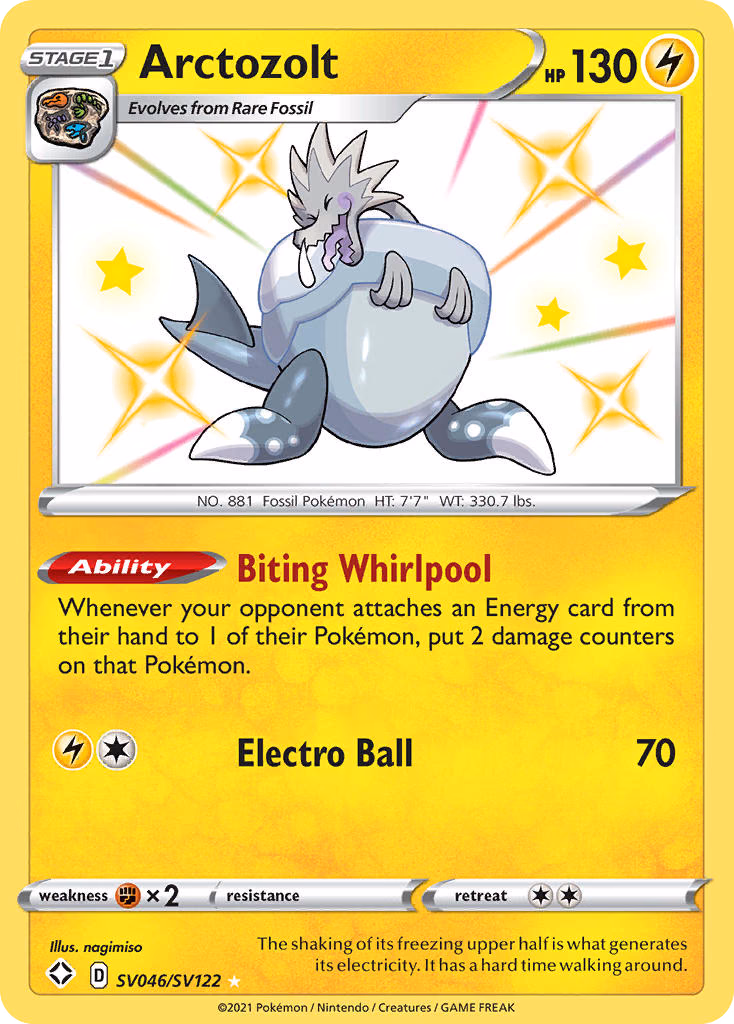 Arctozolt Pokemon card (SV046/SV122, Shining Fates Shiny Vault)