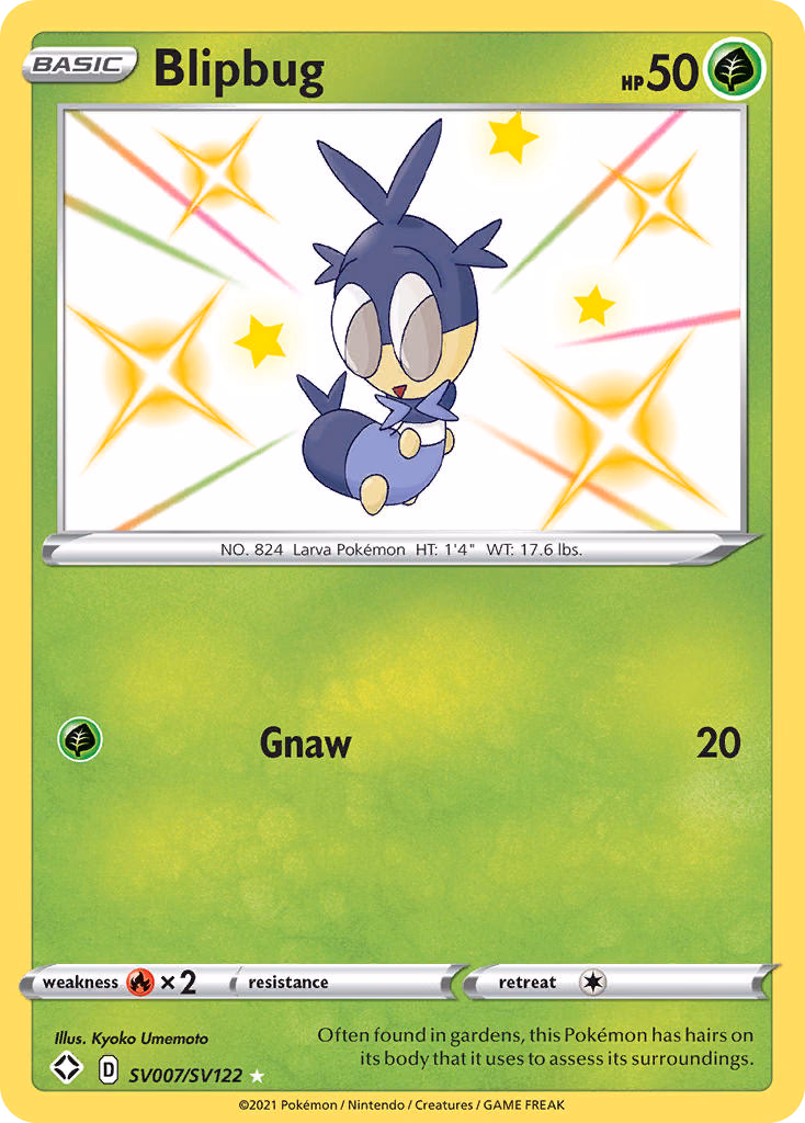 Blipbug Pokemon card (SV007/SV122, Shining Fates Shiny Vault)