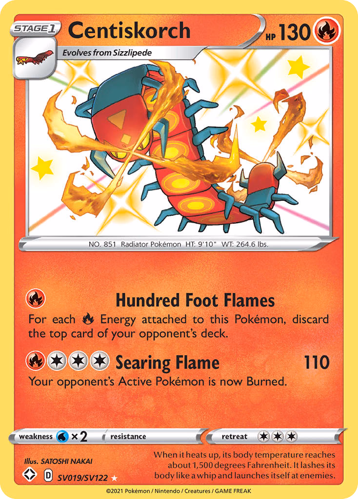 Centiskorch Pokemon card (SV019/SV122, Shining Fates Shiny Vault)
