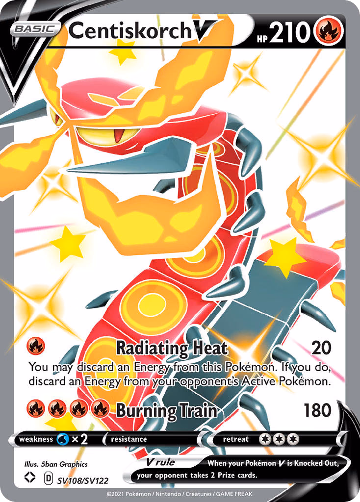 Centiskorch V Pokemon card (SV108/SV122, Shining Fates Shiny Vault)