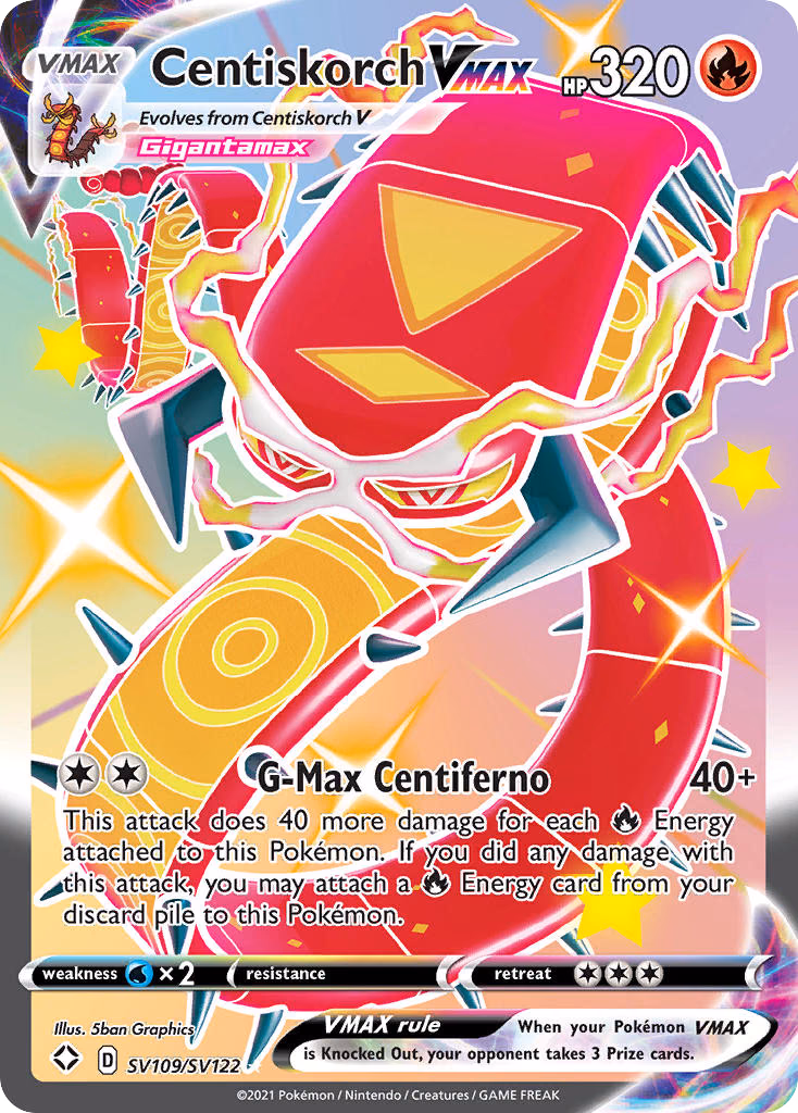 Centiskorch VMAX Pokemon card (SV109/SV122, Shining Fates Shiny Vault)