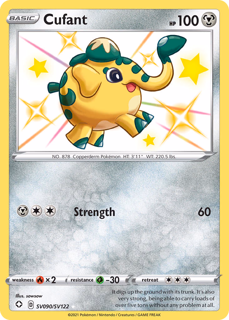 Cufant Pokemon card (SV090/SV122, Shining Fates Shiny Vault)
