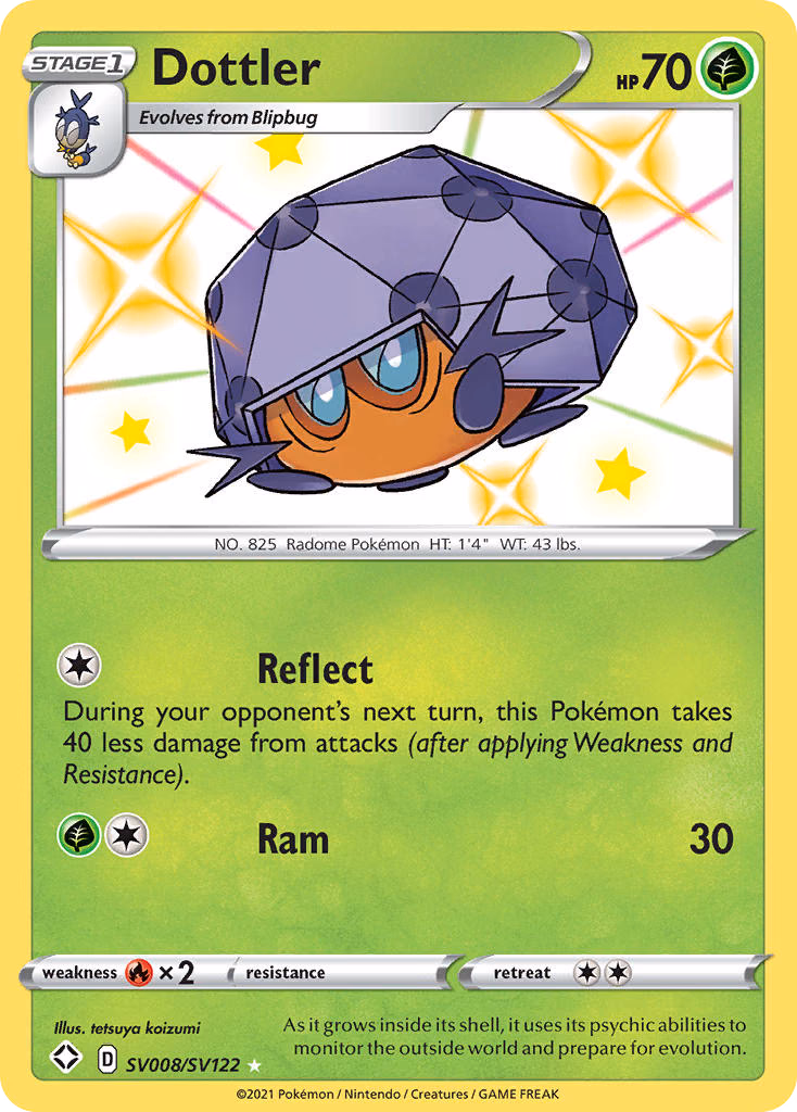 Dottler Pokemon card (SV008/SV122, Shining Fates Shiny Vault)
