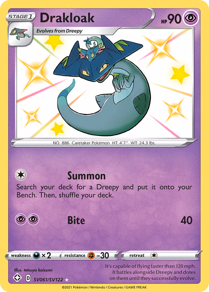 Drakloak Pokemon card (SV061/SV122, Shining Fates Shiny Vault)
