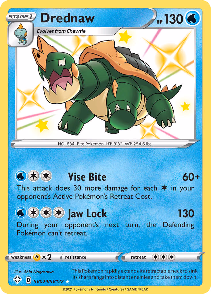 Drednaw Pokemon card (SV029/SV122, Shining Fates Shiny Vault)