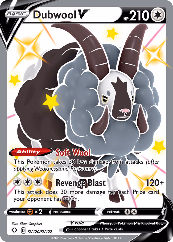 Dubwool V Pokemon card (SV120/SV122, Shining Fates Shiny Vault)