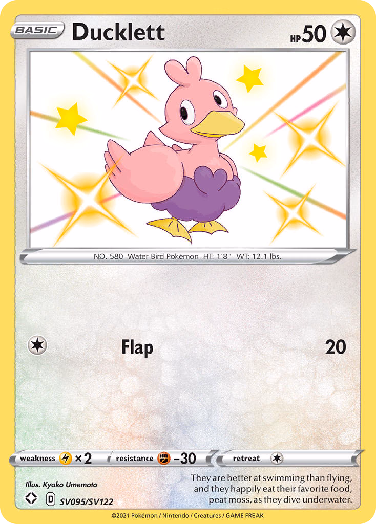 Ducklett Pokemon card (SV095/SV122, Shining Fates Shiny Vault)