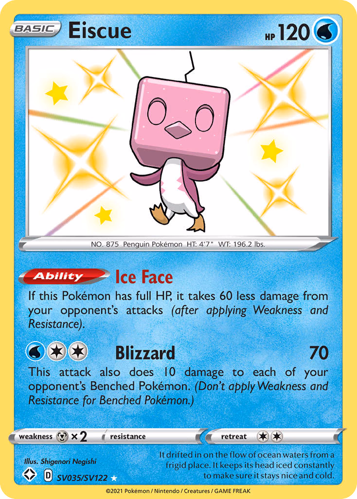 Eiscue Pokemon card (SV035/SV122, Shining Fates Shiny Vault)