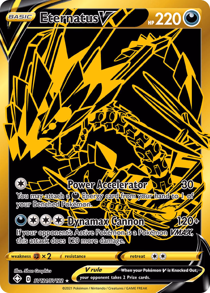 Eternatus V Pokemon card (SV121/SV122, Shining Fates Shiny Vault)